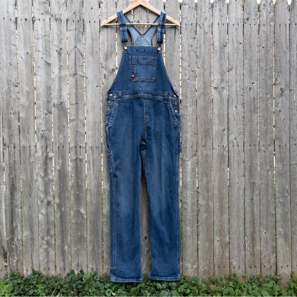 Dickies Medium-Dark Wash Boyfriend Denim Jean Utility Overalls Size Small
